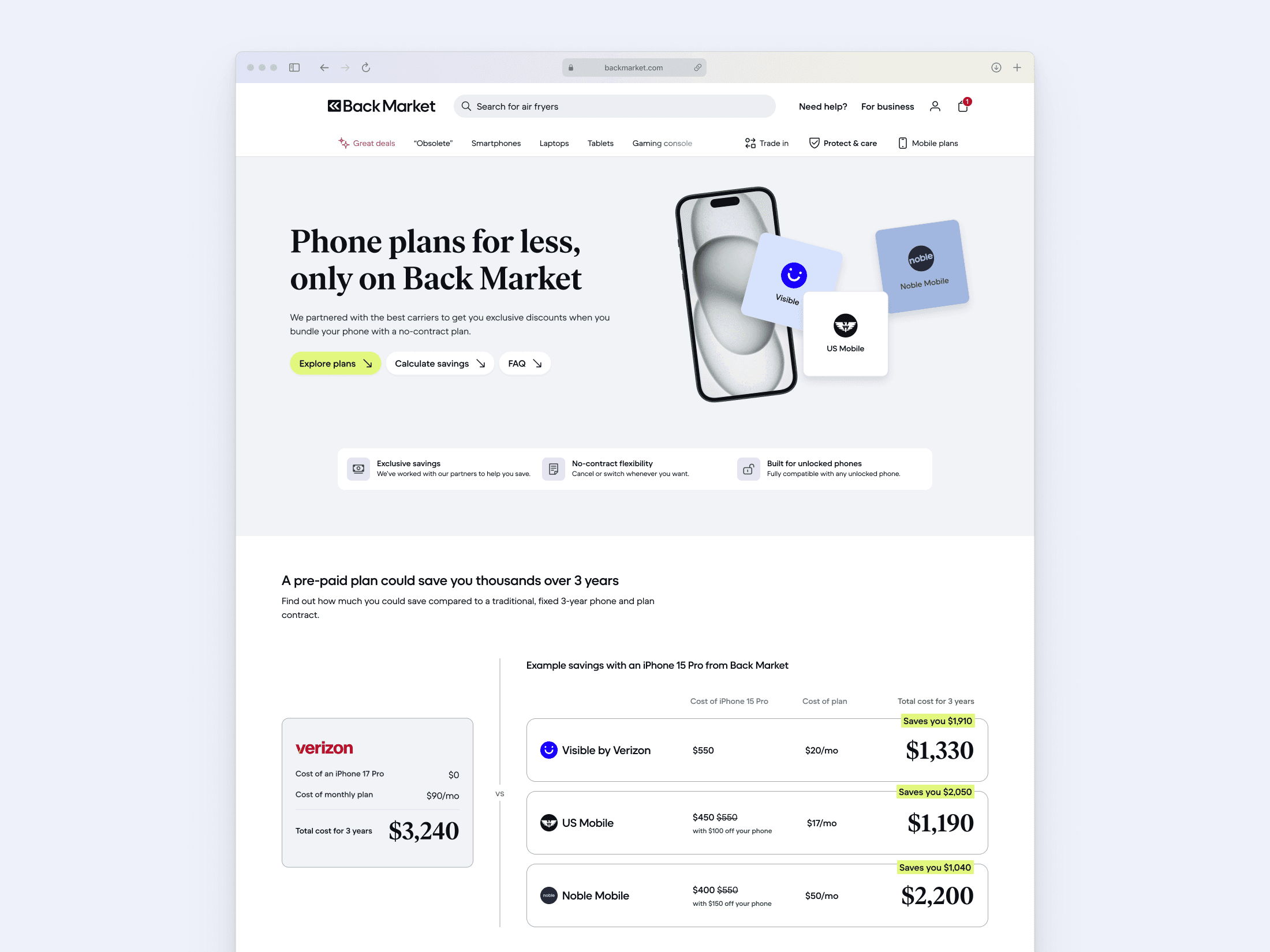 Back Market telco partner landing page
